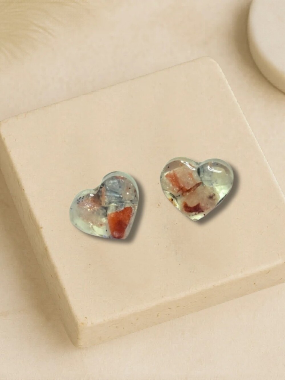 Botswana Jade Heart Shaped Stud Earrings Hypoallergenic